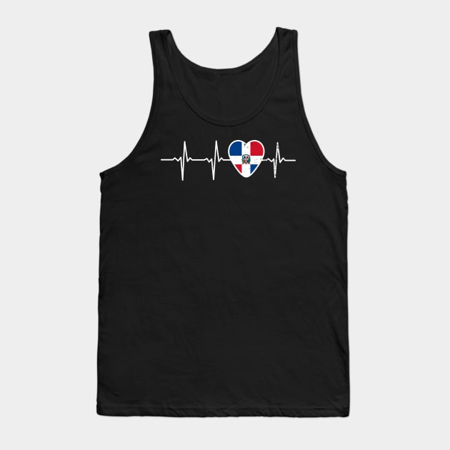 Dominican Republic Shirt | Heartbeat ECG Gift Tank Top by Gawkclothing